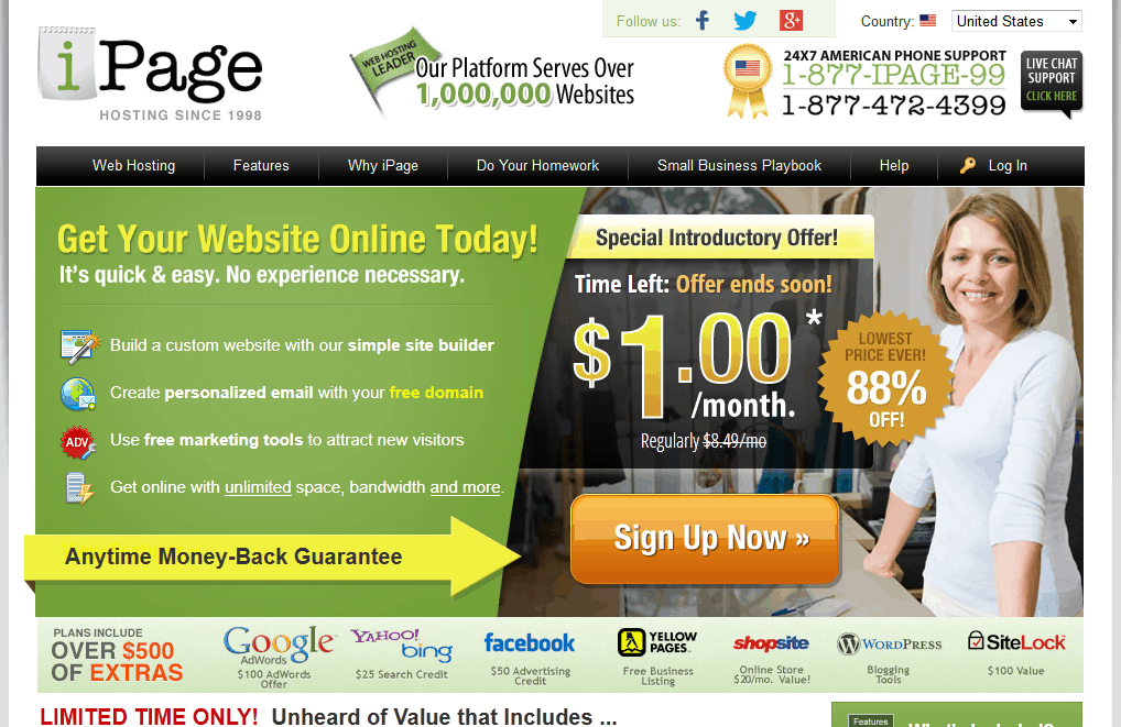 Ipage 1 dollar web hosting offer
